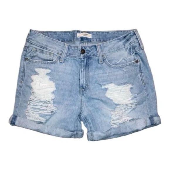 Abercrombie & Fitch Women’s Blue Jean Shorts Distressed Cut-Off Y2K | Size 27 - Picture 1 of 9